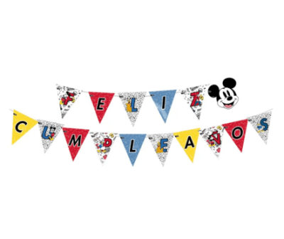 BANDERÍN FELIZ CUMPLEAÑOS 3 M MICKEY