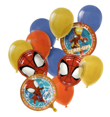 BOUQUET SPIDEY 12 GLOBOS: LISOS Y ALUMINIO