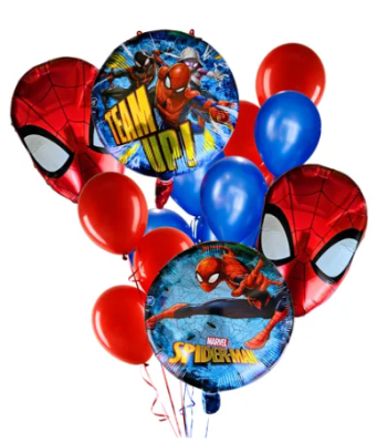 BOUQUET SPIDER-MAN 12 GLOBOS: LISOS Y ALUMINIO