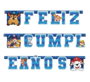 BANDERÍN FELIZ CUMPLEAÑOS PAW PATROL 1,6 METROS