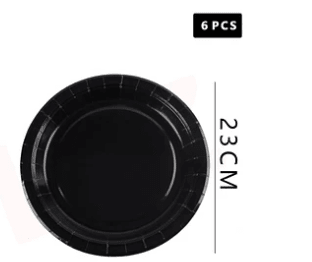 PLATO NEGRO CARTÓN 23 CM 6 PCS