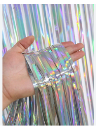 CORTINA COLOR PLATEADO TORNASOL 1 X 3 M