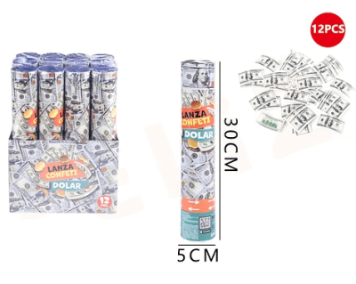 LANZA CONFETI 30 CM DOLAR