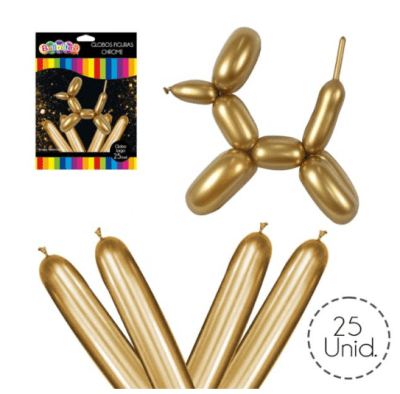 GLOBO FIGURA CHROME DORADO 25 UND