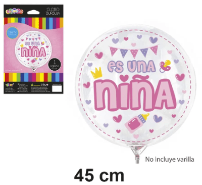 GLOBO TRANSPARENTE ES UNA NIÑA 1 UND