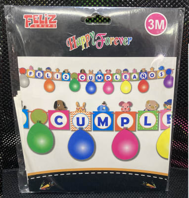GUIRNALDA FELIZ CUMPLEAÑOS ANIMALITOS CON GLOBOS 3 M