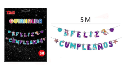 GUIRNALDA FELIZ CUMPLEAÑOS SIRENA 5M