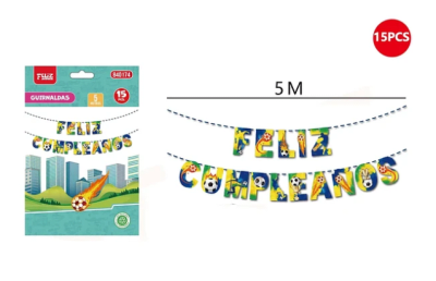 GUIRNALDA FELIZ CUMPLEAÑOS FUTBOL EN LLAMAS 5M