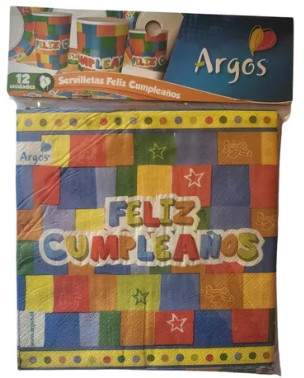 SERVILLETA FELIZ CUMPLEAÑOS 12 UND