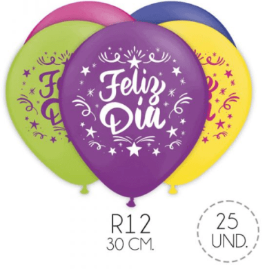 GLOBO LATEX FELIZ DÍA X25 UND R12