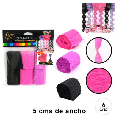 MIX FESTONES NEGRO-FUCSIA-ROSADO 6 UND
