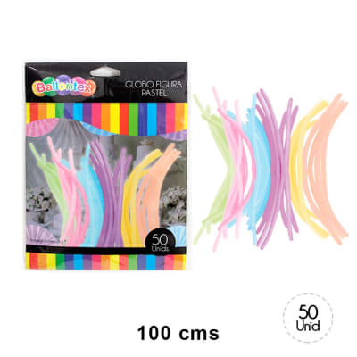 ET GLOBO LISO LARGO FIGURA PASTEL 50 UNDS
