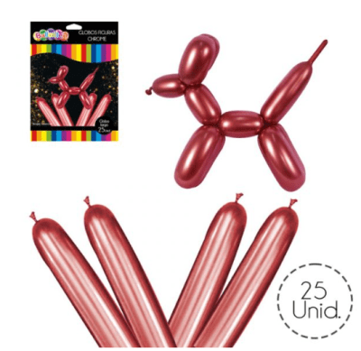 GLOBO FIGURA CRHOME ROSADO 25 PCS