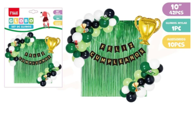 SET GLOBOS Y DECORACIÓN FÚTBOL 53 PCS