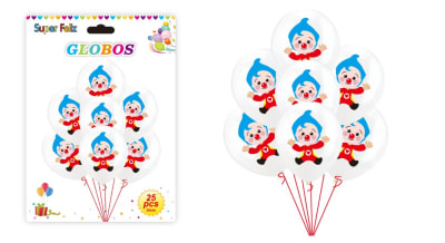 GLOBO BLANCO 25 PCS PAYASO PLIM PLIM