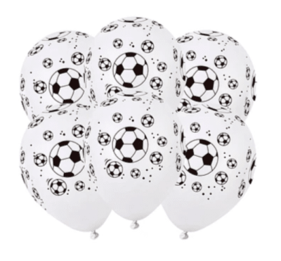 GLOBO LATEX FÚTBOL ESTAMPADO PELOTA BLANCO 30 CM 6 PCS