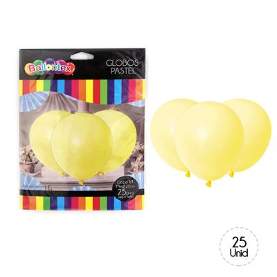 GLOBO COLOR PASTEL AMARILLO 25UN