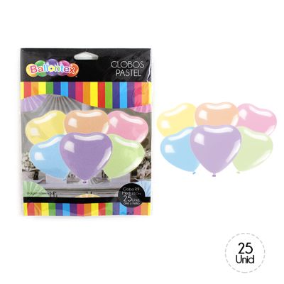 GLOBO COLOR PASTEL CORAZÓN 25UN