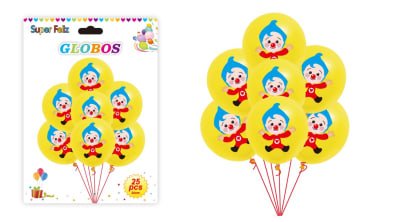 GLOBO AMARILLO 25 PCS PAYASO PLIM PLIM