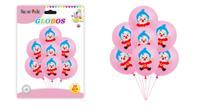 GLOBO ROSADO 25 PCS PAYASO PLIM PLIM