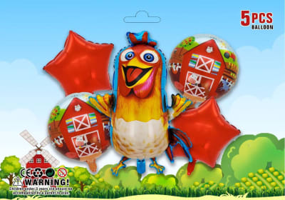 GLOBO FOIL GALLINA TURULECA 5 PCS