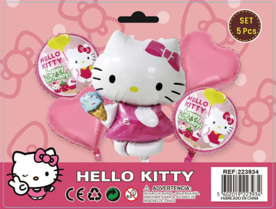 SET GLOBO FOIL HELLO KITTY 5 UND CORAZÓN