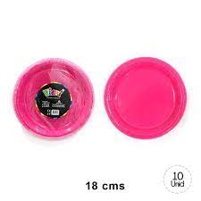 PLATO FLUOR ROSADO 18 CM 10 UND
