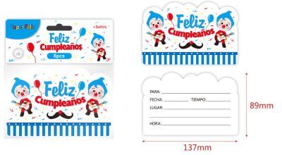 TARJETA DE INVITACIÓN PAYASO PLIM PLIM 8 UND