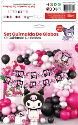 SET DECORACIÓN CUMPLEAÑOS KUROMI 63 PCS