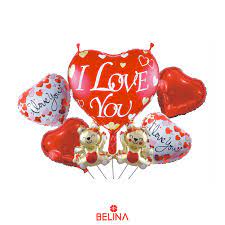 SET DE GLOBOS CORAZON LOVE YOU/ CORAZONES 5 PIEZAS