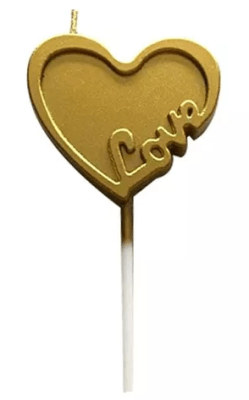 VELA CORAZON DORADA LOVE 1 UND