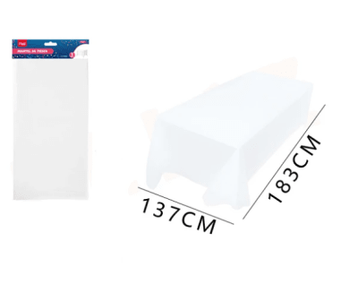 MANTEL BLANCO PLÁSTICO 137 X 183 CM 1 UND