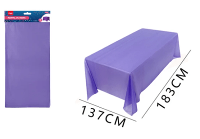 MANTEL MORADO PLÁSTICO 137 X 183 CM 1 UND