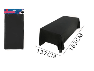MANTEL NEGRO PLÁSTICO 137 X 183 CM 1 UND