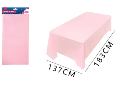MANTEL ROSADO PLÁSTICO 137 X 183 CM 1 UND
