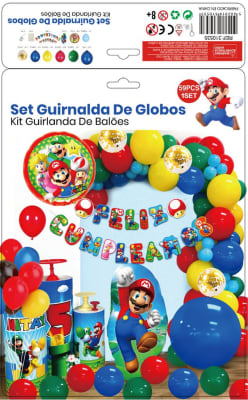 SET DECORACIÓN CUMPLEAÑOS MARIO BROS 59 PCS