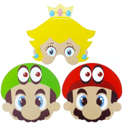 SET MASCARAS MARIO BROS 6 UND