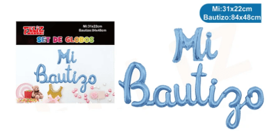 GUIRNALDA MI BAUTIZO GLOBO AZUL FOIL LETRA