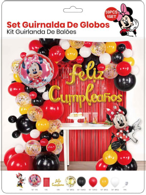 SET DECORACIÓN CUMPLEAÑOS MINNIE 59 PCS