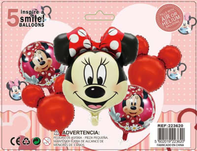 GLOBO FOIL CARA MINNIE ROJO 5 UND
