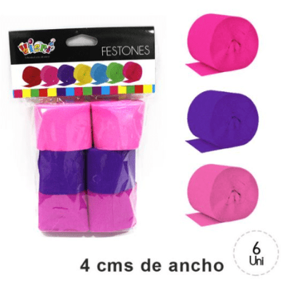 SET FESTON FUCSIA-MORADO-ROSADO 6 UND
