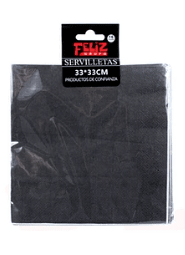 SET SERVILLETAS NEGRO 16 UND 33X33 CM
