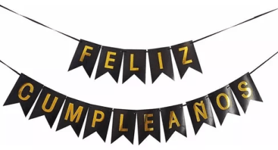 GUIRNALDA FC NEGRO CON LETRAS DORADAS