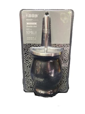 MATE CLÁSICO KEEP CON BOMBILLA NEGRO