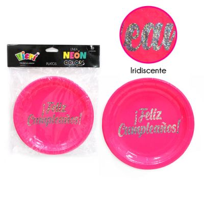 PLATOS FUCSIA NEÓN 10UN