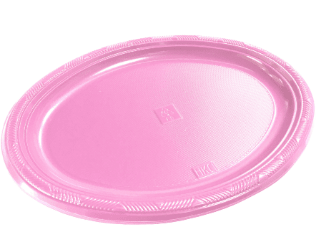 BANDEJA OVALADA ROSADA 21X27CM 5 UND