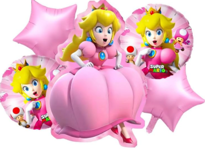 SET GLOBO FOIL PRINCESA PEACH 5 UND