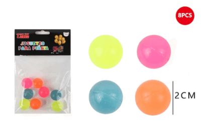 JUGUETE PARA PIÑATA PELOTA SALTARINA 8 PCS
