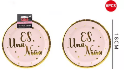 SET PLATOS ES UNA NIÑA 6 PCS