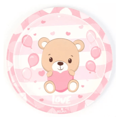 PLATO ROSADO OSITO 6 UND 18 CM